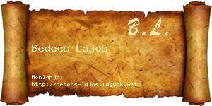 Bedecs Lajos névjegykártya